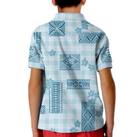 Hawaiian Quilt Tapa On Cold Blue Palaka Motifs Kid Polo Shirt