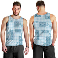 Hawaiian Quilt Tapa On Cold Blue Palaka Motifs Men Tank Top