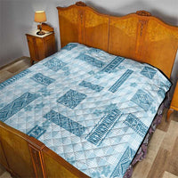 Hawaiian Quilt Tapa On Cold Blue Palaka Motifs Quilt