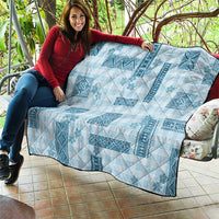 Hawaiian Quilt Tapa On Cold Blue Palaka Motifs Quilt