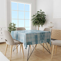 Hawaiian Quilt Tapa On Cold Blue Palaka Motifs Tablecloth