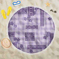 Hawaiian Quilt Tapa On Lilac Palaka Motifs Beach Blanket