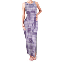 Hawaiian Quilt Tapa On Lilac Palaka Motifs Family Matching Tank Maxi Dress and Hawaiian Shirt LT7 Mom's Dress Lilac - Polynesian Pride