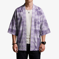 Hawaiian Quilt Tapa On Lilac Palaka Motifs Kimono