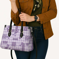 Hawaiian Quilt Tapa On Lilac Palaka Motifs Leather Bag