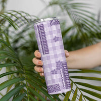 Hawaiian Quilt Tapa On Lilac Palaka Motifs Skinny Tumbler