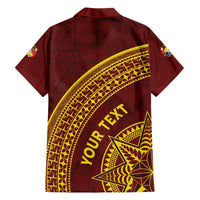 Tonga High School Family Matching Off The Shoulder Long Sleeve Dress and Hawaiian Shirt THS Anniversary Ngatu Motif