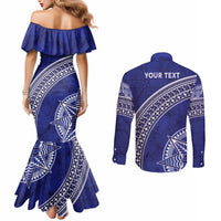 Tupou College Toloa Couples Matching Mermaid Dress and Long Sleeve Button Shirt Ngatu Tapa Mix Style LT7 - Polynesian Pride