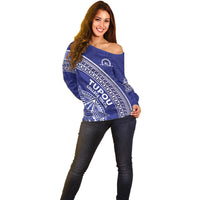 Tupou College Toloa Off Shoulder Sweater Ngatu Tapa Mix Style