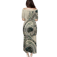 Aloha Hawaii Tapa Family Matching Puletasi and Hawaiian Shirt Summer Green Hawaiian Ipu LT7 - Polynesian Pride