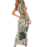 Aloha Hawaii Tapa Family Matching Short Sleeve Bodycon Dress and Hawaiian Shirt Summer Green Hawaiian Ipu LT7 - Polynesian Pride