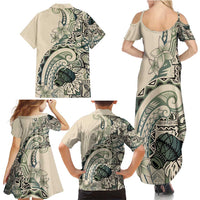Aloha Hawaii Tapa Family Matching Summer Maxi Dress and Hawaiian Shirt Summer Green Hawaiian Ipu - Polynesian Pride