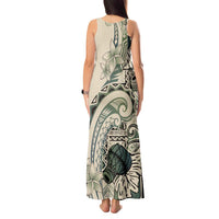 Aloha Hawaii Tapa Tank Maxi Dress Summer Green Hawaiian Ipu - Polynesian Pride