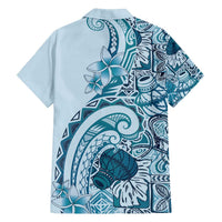 Aloha Hawaii Tapa Family Matching Off The Shoulder Long Sleeve Dress and Hawaiian Shirt Cool Turquoise Hawaiian Ipu LT7 - Polynesian Pride