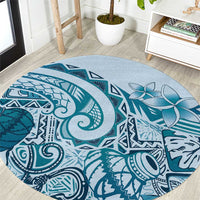 Aloha Hawaii Tapa Round Carpet Cool Turquoise Hawaiian Ipu - Polynesian Pride