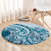 Aloha Hawaii Tapa Round Carpet Cool Turquoise Hawaiian Ipu - Polynesian Pride