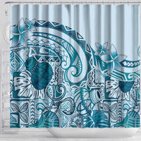 Aloha Hawaii Tapa Shower Curtain Cool Turquoise Hawaiian Ipu - Polynesian Pride