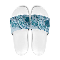 Aloha Hawaii Tapa Slide Sandals Cool Turquoise Hawaiian Ipu - Polynesian Pride