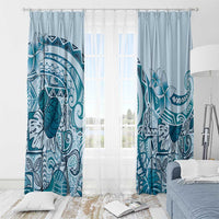 Aloha Hawaii Tapa Window Curtain Cool Turquoise Hawaiian Ipu - Polynesian Pride