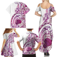 Aloha Hawaii Tapa Family Matching Summer Maxi Dress and Hawaiian Shirt Vibrant Fuchsia Hawaiian Ipu - Polynesian Pride