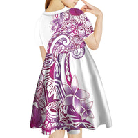 Aloha Hawaii Tapa Kid Short Sleeve Dress Vibrant Fuchsia Hawaiian Ipu - Polynesian Pride