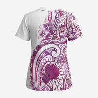 Aloha Hawaii Tapa Scrub Top Vibrant Fuchsia Hawaiian Ipu - Polynesian Pride