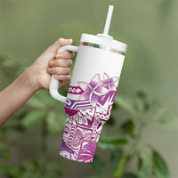 Aloha Hawaii Tapa Tumbler With Handle Vibrant Fuchsia Hawaiian Ipu - Polynesian Pride