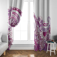 Aloha Hawaii Tapa Window Curtain Vibrant Fuchsia Hawaiian Ipu - Polynesian Pride