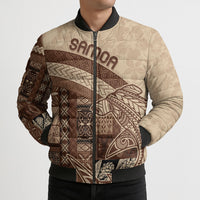 Samoa Mamanu Siapo Mocha Bomber Puffer Jacket Tatau Malie