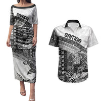 Samoa Mamanu Siapo Classic Black Couples Matching Puletasi and Hawaiian Shirt Tatau Malie