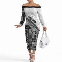 Samoa Mamanu Siapo Classic Black Off The Shoulder Long Sleeve Dress Tatau Malie