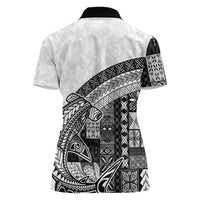 Samoa Mamanu Siapo Classic Black Women Polo Shirt Tatau Malie
