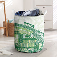 Samoa Mamanu Siapo Forest Green Laundry Basket Tatau Malie