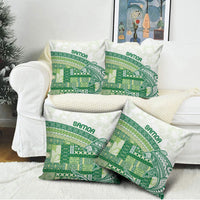 Samoa Mamanu Siapo Forest Green Pillow Cover Tatau Malie