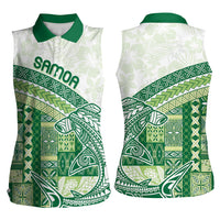 Samoa Mamanu Siapo Forest Green Women Sleeveless Polo Shirt Tatau Malie