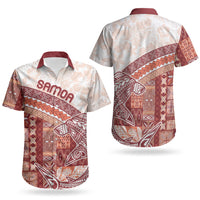 Samoa Mamanu Siapo Crimson Couples Matching Short Sleeve Bodycon Dress and Hawaiian Shirt Tatau Malie