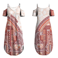 Samoa Mamanu Siapo Crimson Couples Matching Summer Maxi Dress and Long Sleeve Button Shirt Tatau Malie