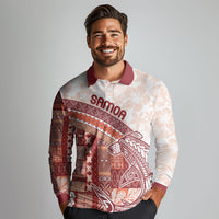 Samoa Mamanu Siapo Crimson Long Sleeve Polo Shirt Tatau Malie