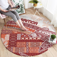 Samoa Mamanu Siapo Crimson Round Carpet Tatau Malie