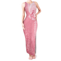 Personalised New Zealand Tank Maxi Dress Pink Ribbon Tattoo Mix Silver Fern LT7 Women Pink - Polynesian Pride