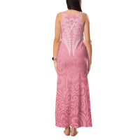Personalised New Zealand Tank Maxi Dress Pink Ribbon Tattoo Mix Silver Fern LT7 - Polynesian Pride