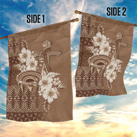 Tonga Ngatu Kupesi Brown Tapa Garden Flag Koe Otua Mo Tonga Ko Hoku Tofia LT7 - Polynesian Pride