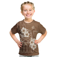 Tonga Ngatu Kupesi Brown Tapa Kid T Shirt Koe Otua Mo Tonga Ko Hoku Tofia