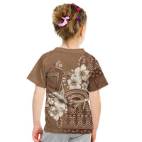 Tonga Ngatu Kupesi Brown Tapa Kid T Shirt Koe Otua Mo Tonga Ko Hoku Tofia