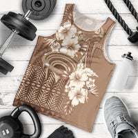 Tonga Ngatu Kupesi Brown Tapa Men Tank Top Koe Otua Mo Tonga Ko Hoku Tofia LT7 - Polynesian Pride
