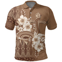 Tonga Ngatu Kupesi Brown Tapa Polo Shirt Koe Otua Mo Tonga Ko Hoku Tofia