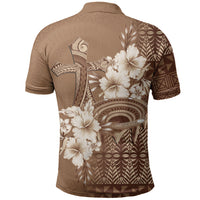 Tonga Ngatu Kupesi Brown Tapa Polo Shirt Koe Otua Mo Tonga Ko Hoku Tofia