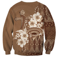 Tonga Ngatu Kupesi Brown Tapa Sweatshirt Koe Otua Mo Tonga Ko Hoku Tofia LT7 - Polynesian Pride