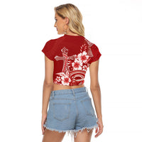 Tonga Ngatu Kupesi Royal Red Raglan Cropped T Shirt Koe Otua Mo Tonga Ko Hoku Tofia