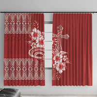 Tonga Ngatu Kupesi Royal Red Window Curtain Koe Otua Mo Tonga Ko Hoku Tofia